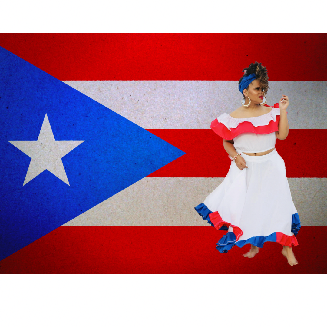Image of me infront of the Puerto Rican Flag